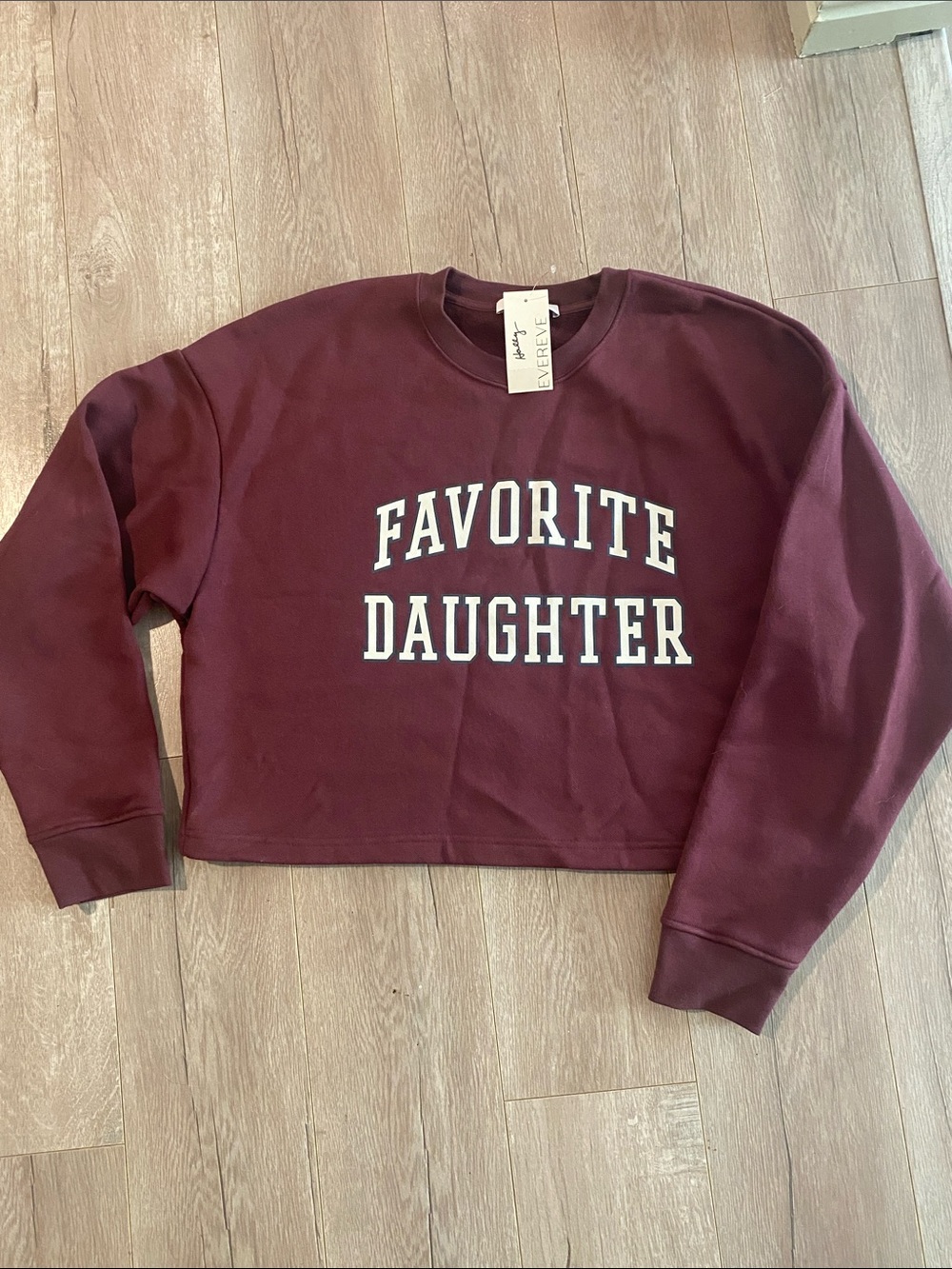 Evereve Burgundy "Favorite Daughter" Cropped Crewneck